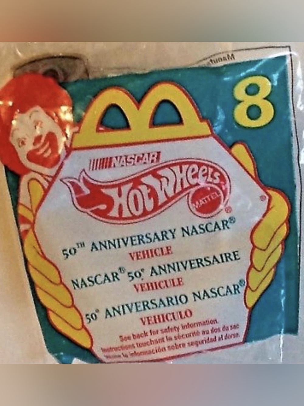 Mattel Hot Wheels Race Car Gold NASCAR 50th Anniversary # 8 Sealed 1998